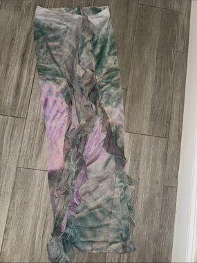 PrettyLittleThing Green and Purple Tie-Dye Sheer Swim Coverup